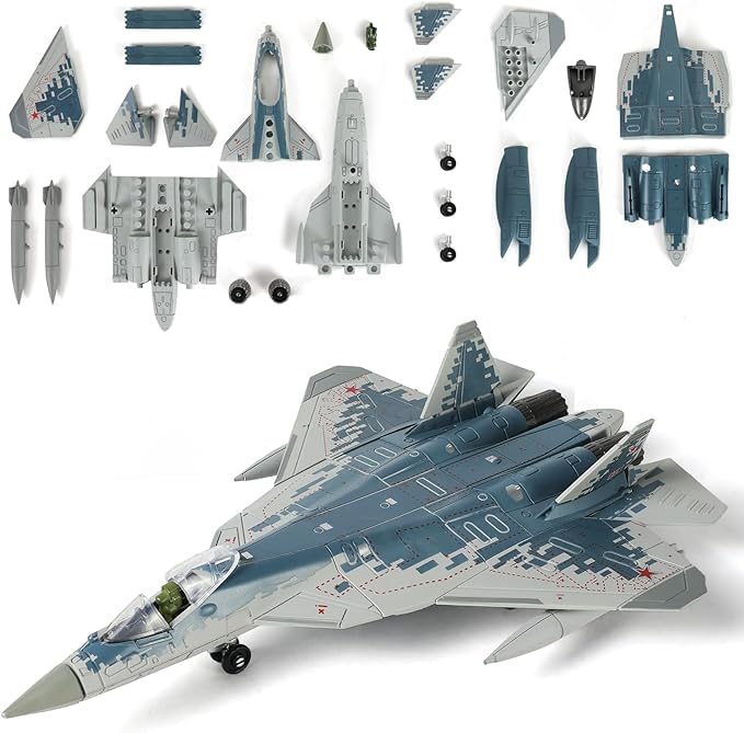 Kit d'avion militaire Su-57 en plastique de 34 pièces, cadeau idéal pour collection