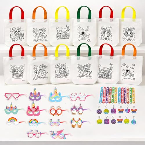 Image of Party Propz Return Gifts For Birthday Party- 56 Pcs Return Gifts For birthday | DIY Bags For Kids | Birthday Return's Gifts For Kids 8-10 Years | Unicorn Glasses & Slap Bands for Kids