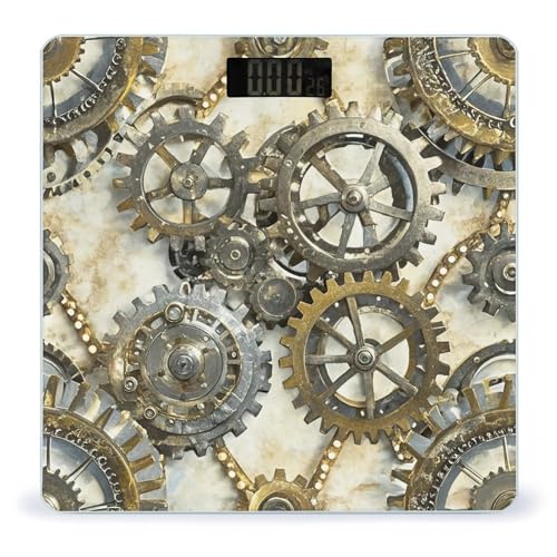 Báscula digital Steampunk con vidrio templado para baño miniatura 1