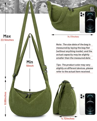 Image of Crossbody Crescent Bag for Women Men Trendy, Crescent Sling Bag with Adjustable Strap, 2 Zippers Lightweight