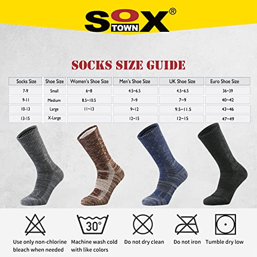 Sox Town Combed Cotton Breathable Performance Fit Middle Weight Athletic Anti Blisters Cushioned Crew Socks For Men 6 Pack(Navy Blue Xl) #TOP6