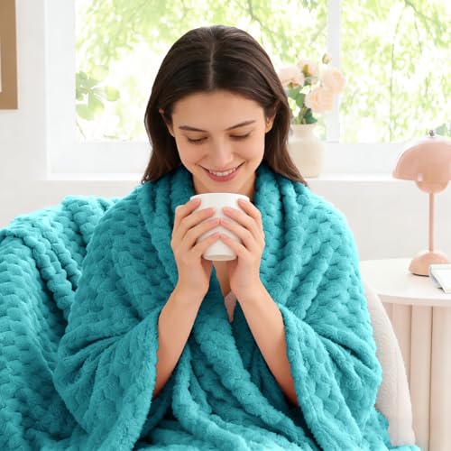 Image of BEDELITE Teal Throw Blanket for Couch, Soft Cozy Gifts for Women, 50 * 60