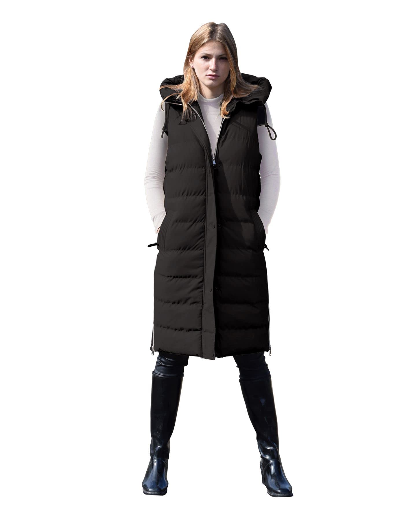 Spindlewomens Ladies Long Padded Hooded Gilet Jacket Sleeveless