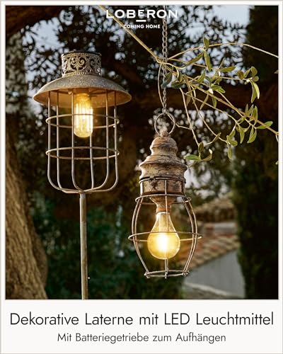 LOBERON Lanterna a LED Hemsboro, Ferro, A/Ø ca