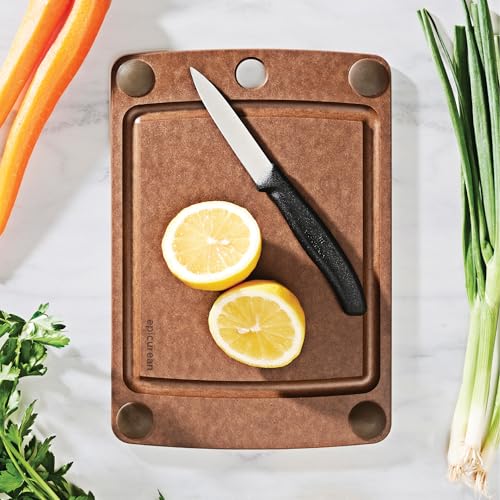 Image of Epicurean All-In-One Cutting Board with Non-Slip Feet and Juice Groove - Non-toxic, Dishwasher Safe, Made in the USA, 10 inch x 7 inch, Nutmeg