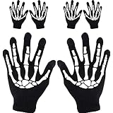 Tatuo Touchscreen Gloves Black Skeleton Mechanic Gloves Halloween (3 Pairs)