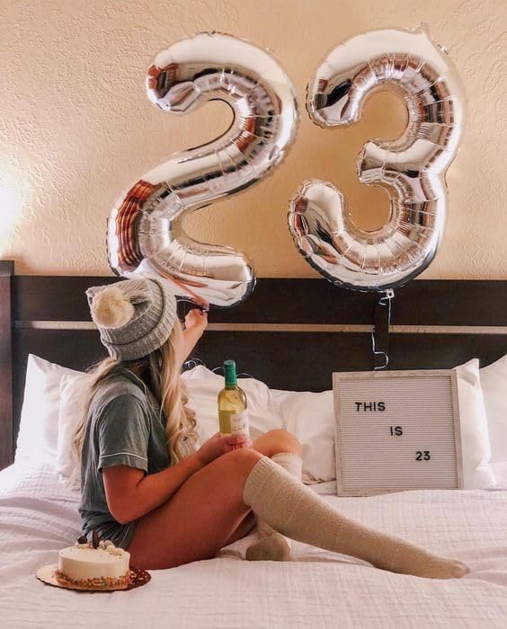 Image of Silver Number 16 Balloon 40 inch, 16 Number Balloons, 16th Silver Birthday Decorations, 16 Year Old Silver Party Supplies