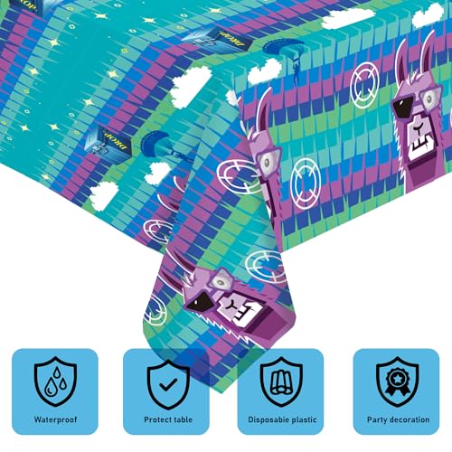 Haxpacal Llama Theme Party Tablecloth 3 PCS, Plastic Disposable Video Games Table Cover for Game Fans Birthday Party Decorations Supplies, 86.6 x 51.2in by Haxpacal - Image 3