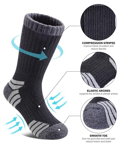 SDBING Kids Merino Wool Hiking Socks Boys Girls Toddlers Thick Cushion Winter Warm Crew Gift Socks 6 Pairs3