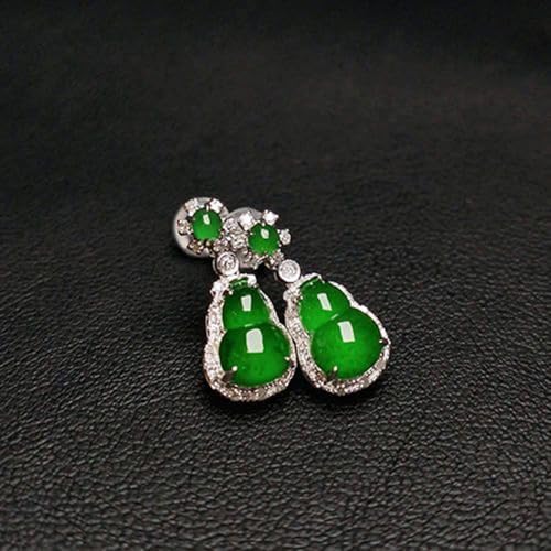 Boucles d'oreilles jade naturel vert gourde argent S925 harmonie