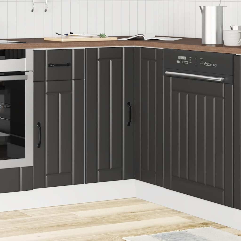 Lucca - Mobiletto angolare da cucina in legno nero, con piedini regolabili, per cucina, sala da pranzo, dispensa, vetrina, multiuso, materiale robusto