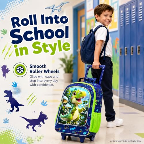 Image of CCJPX Rolling Backpack for Boys, Kids Roller School Bag with Wheels Toddler Wheeled Bookbag Elementary