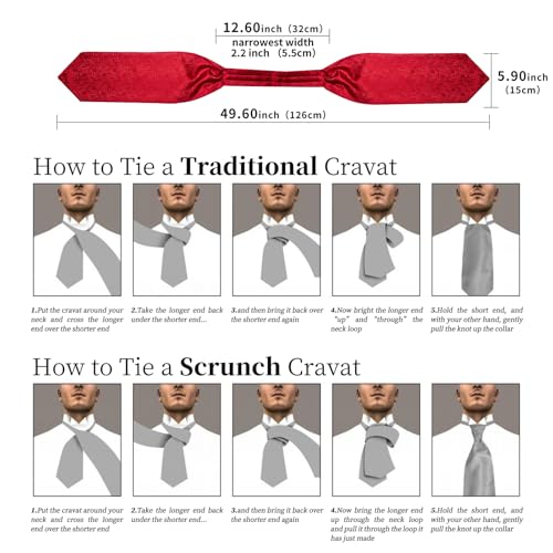 Image of DiBanGu Mens Silk Ascot Ties Paisley Jacquard Woven Cravat and Pocket Square Cufflinks with Lapel Pin for Business Wedding