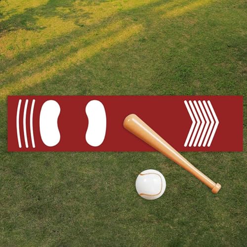 rockible Baseball and Softball Hitting Mat for Batting Stance Practice Correct Standing Posture Lightweight 4.4 x 1 ft for Teenagers, red