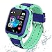 GPS Tracker Kids Smartwatch Phone per Bambini Impermeabile, Localizzato pedometro con Chat Vocale, Sveglia SOS per il Gioco di Matematica Kids Smart Watch, Regalo Ragazzo e Ragazza (GPS-S12-BLUE)