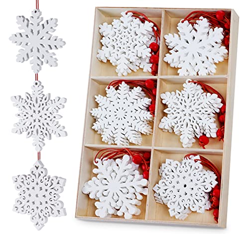 HOUISM Schneeflocken Anhänger Weihnachtsbaum Christbaumschmuck Weiß,...