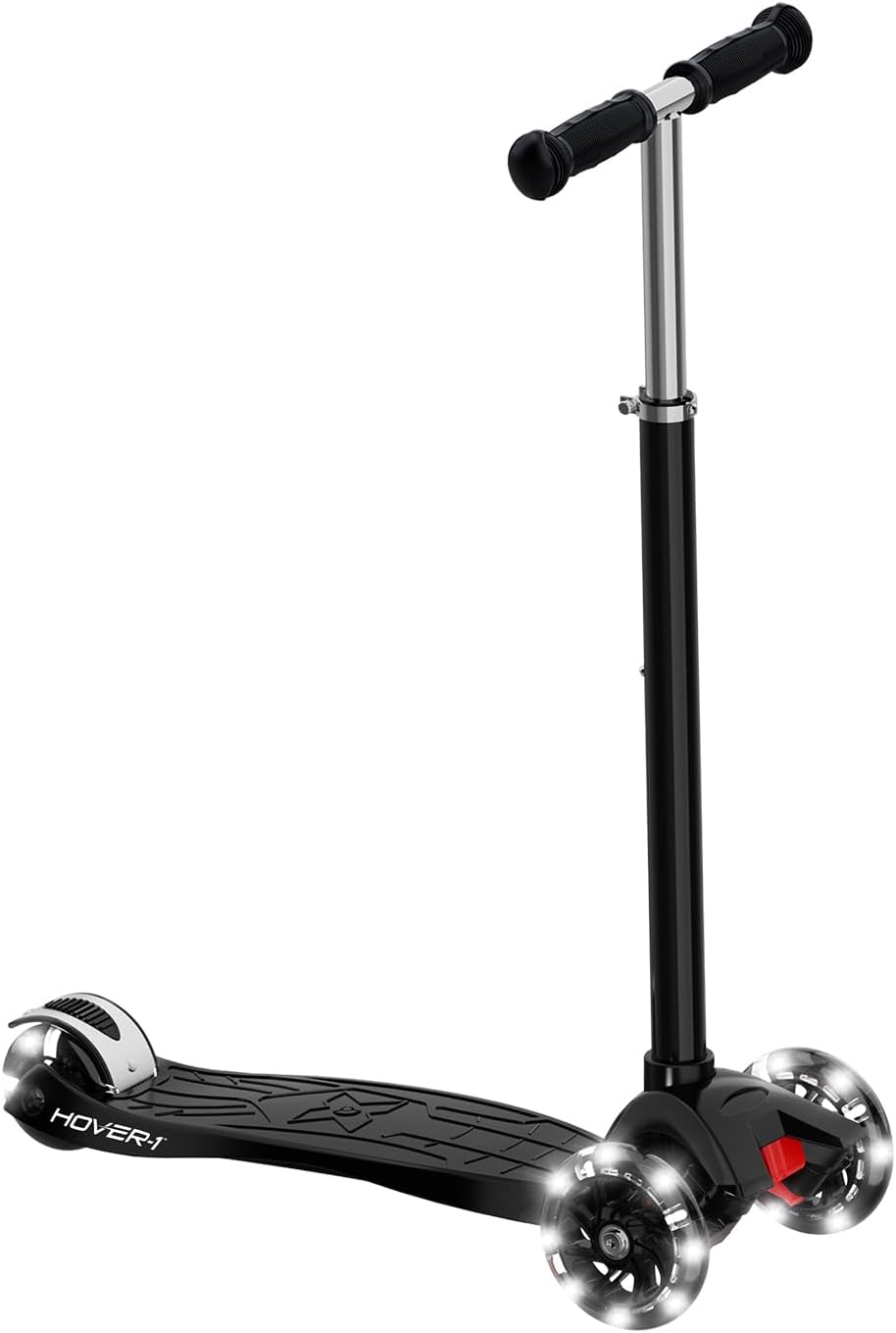 Hover-1 Sunbeam Kick Scooter with Multicolor Wheel Lights, 4.5” Front Wheels, Rear Foot Brake, and 110 Pound Weight Capacity Black