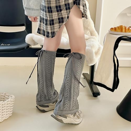 Image of YELAIVP Kawaii Leg Warmers Y2K Knit Lace up Leg Warmers Cute Japanese Harajuku Lolita Leg Warmer for Women Girls