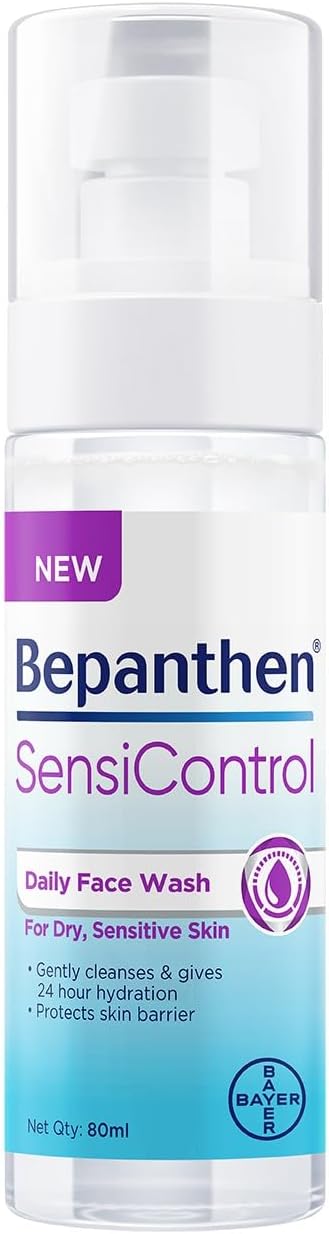 Bepanthen SensiControl Daily Gentle Hydrating Face Wash Cleanser, Worlds No.1 Skincare Brand, For Dry to Normal, Sensitive Skin, 80ml