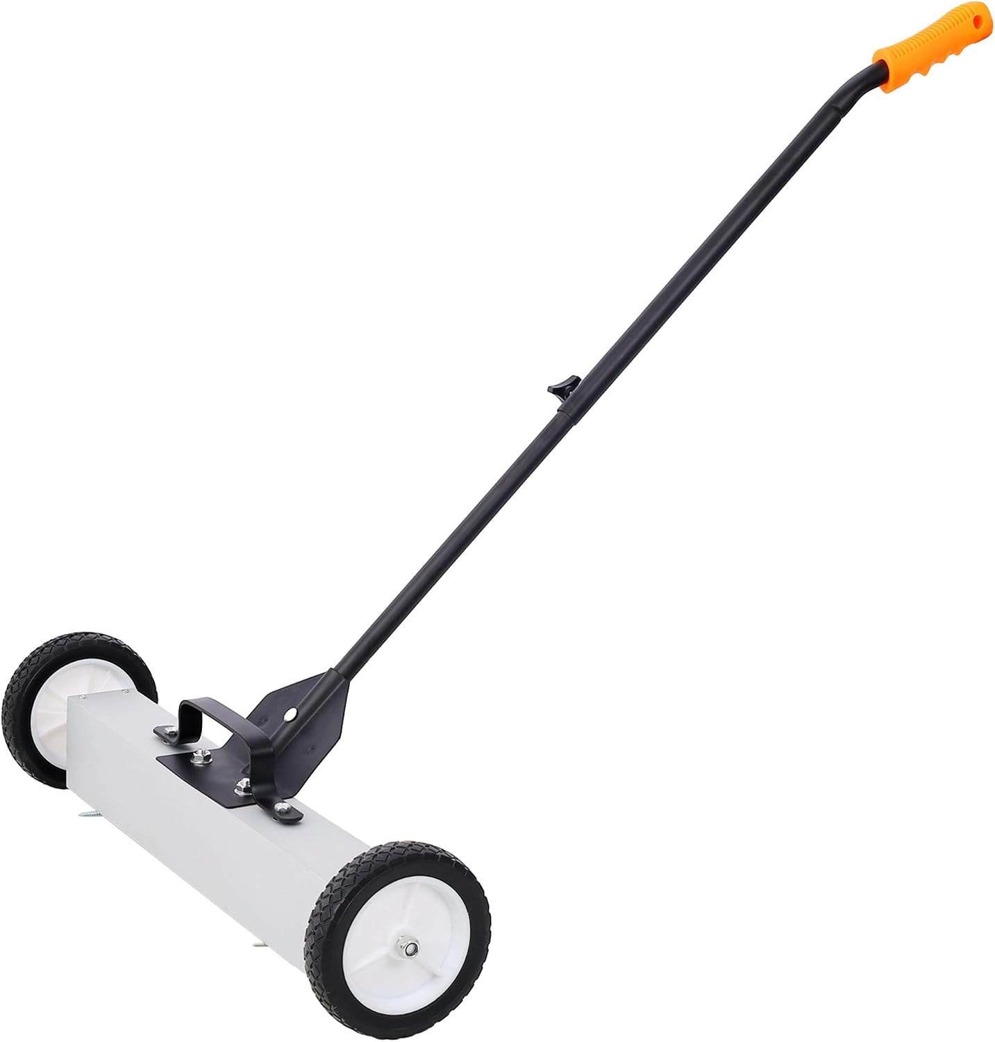 24 In Rolling Magnetic Sweeper with Wheels, Magnet Sweeper with Release & Telescoping Handle, Yard Magnet Sweepers for Workshop Yard Garage Pick Up Nails Needles (Silver, 24in)