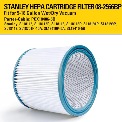 Image of STANLEY HEPA Vacuum Filter Replacement 08-2566BP, Fit for Most 5-18 Gallon Wet Dry Vacuum Cleaner, Compatible with SL18115, SL18115P, SL18116, SL18116P, SL18191P, SL18199P, SL18117, SL18701P-10A