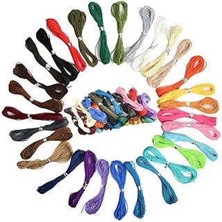 30 Rolls 1mm Waxed String 30 Colors 32.8 ft Waxed Polyester Cord Wax Cotton Cord Craft Waxed Thread Sewing Thread Macrame Cord Wax Thread for DIY Jewelry Making Necklace Friendship Bracelet String
