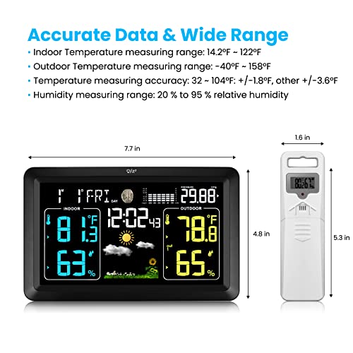 Weather Stations Wireless Indoor Outdoor Thermometer With Atomic Clock, Temperature And Humidity Weather Forecast Barometer With Sensor #TOP4