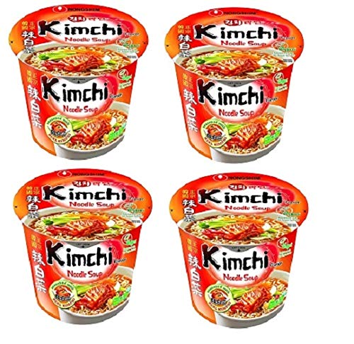 Image of Nongshim Shin Ramyun Kimchi Instant Noodles Cup 75Gm*4Pack (Pack Of 4) (Imported), Vegetarian, 75 grams