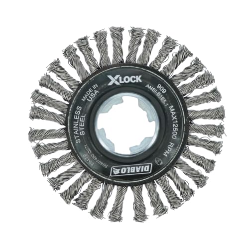 Image of Diablo X - Lock Stainless Steel Stringer Bead Twist Wheel - 4 inch Diameter, .20 inch Wire Gauge, 12500 Max RPM - DWW400XSBS01F