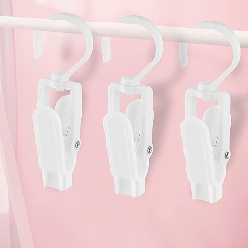 Miniatura 2 de AKOAK 10 piezas de clip de plástico blanco para sombreros, clip de lavandería multifunción giratorio para cortinas para colgar bufandas para el