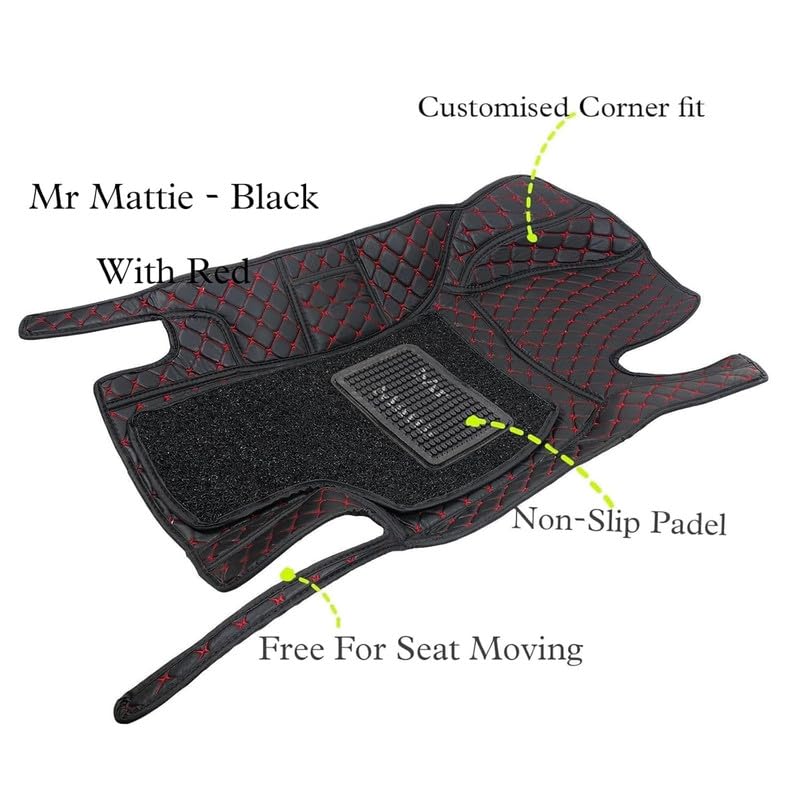 Image of Mr Mattie 7D Mat Compatible with Mercedes B-180 - Black Red