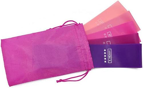 Juego de 5 bandas de resistencia para yoga, color rosa, degradado, para yoga, ejercicio, gimnasio, deportes, bandas elásticas para fitness,