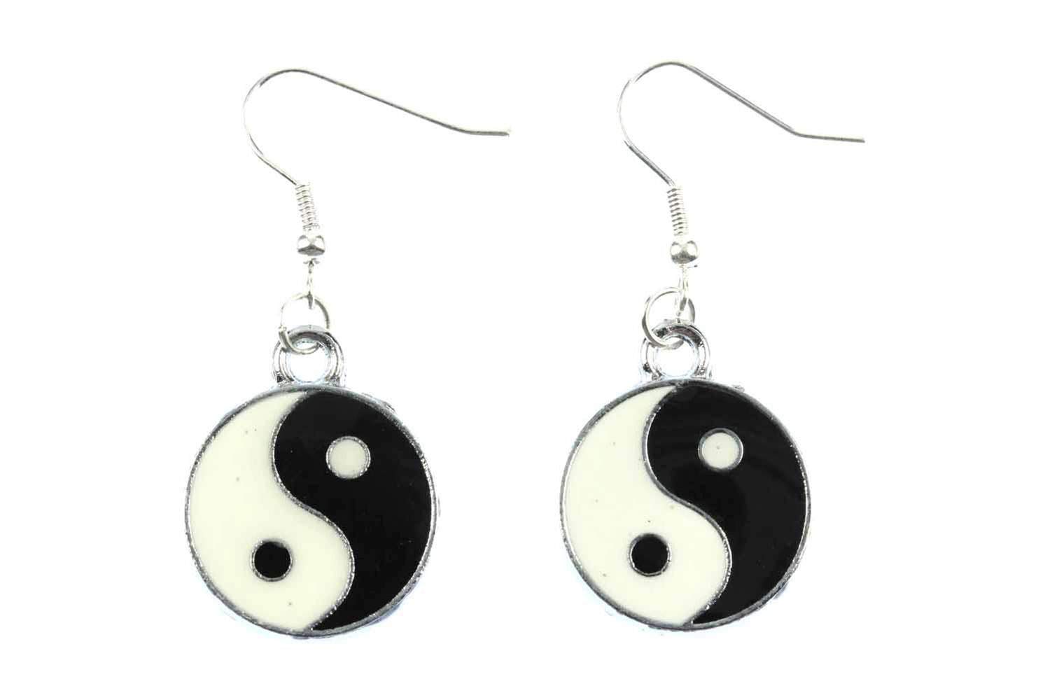 Miniblings Yin Yang Ohrringe Ying & Yang emailliert Gegensätze Yoga - Handmade Modeschmuck I Ohrhänger Ohrschmuck versilbert
