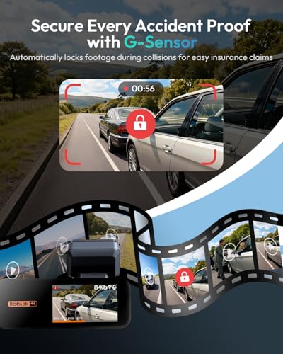Image of BOTSLAB 4K Dash Cam Front and Rear, 170 Ultra Wide Car Camera, 4K+2K Dashcam with ADAS, Night Vision, 24 /7 Parking Mode, STARVIS Sensor, WDR, 5.8GHz WiFi, Built-in GPS, Loop Recording (No SD Card)