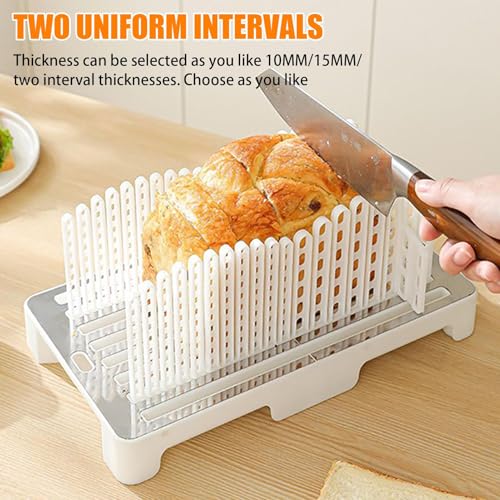 Bread Loaf Slicer | Adjustable Bread Slicer with Crumb Tray | Foldable Adjustable Width Slicing Guide Kitchen Gadgets, Baking Tools Loaf Cutting for Bagels Cakes Sandwiches - Image 3