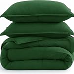 Comforter Set Queen Size - Goose Down Alternative – Washed Ultra-Soft - Premium All Season Warmth Bedding Set (Queen,Olive Green)