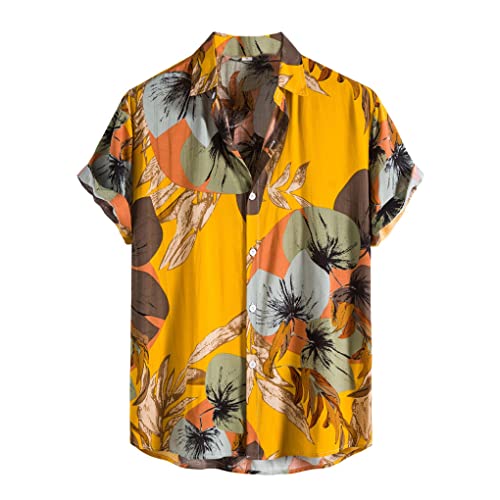 Chemise de plage hawaïenne jaune pour vos soirées d'été et fêtes