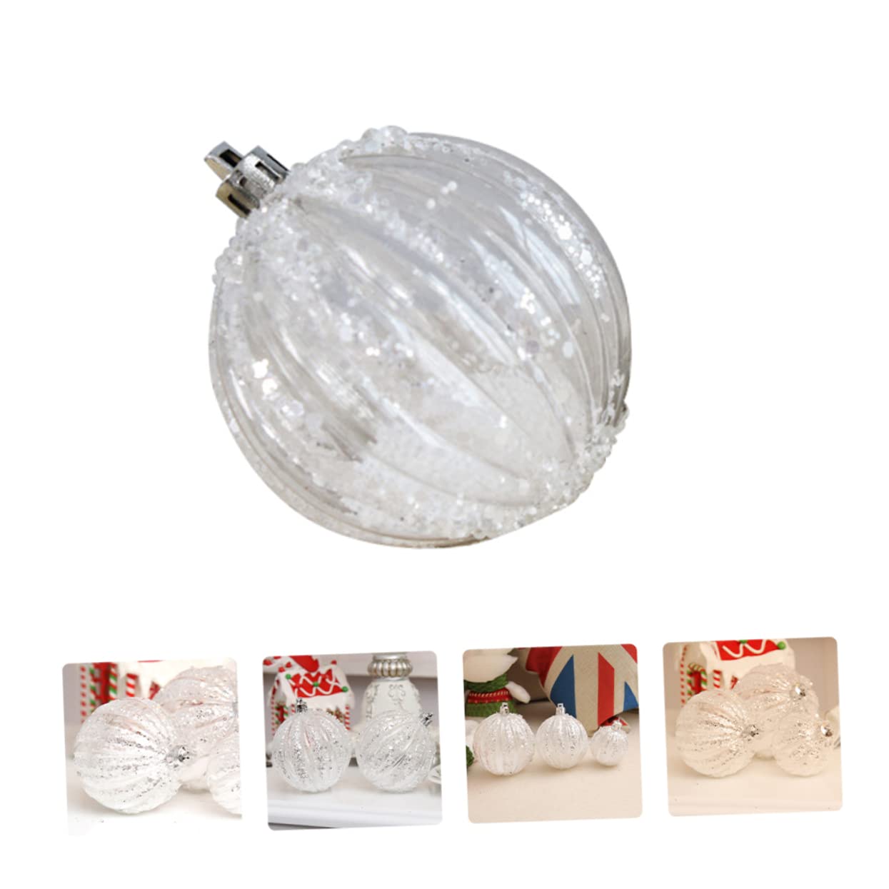 18stücke Glitzernde Kürbisform Weihnachtsbaumkugeln Transparente Weihnachtsdekoration Für Festlichkeiten Und Wohnzimmer Leichte Langlebige Ornamente