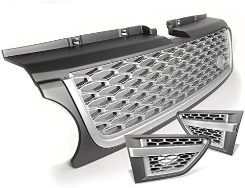 Hood Radiator Grille W/Side Fender Vent Grey/Silver Compatible With 2010-2012 Range Rover Sport
