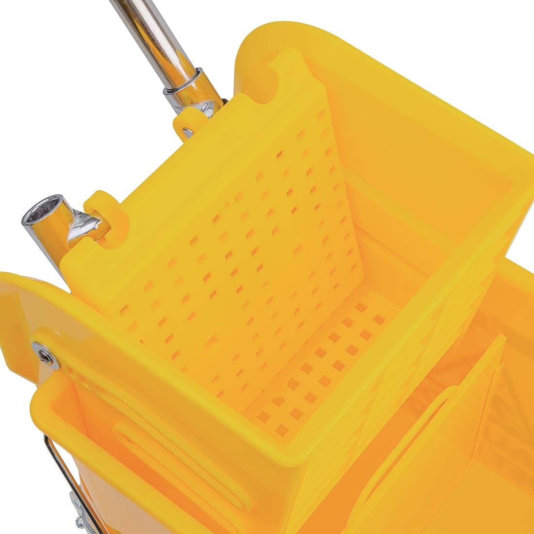 Jantex Kentucky Seau essoreur 20 litres, jaune, séparateur d'eau sale, sur roulettes, longue poignée à levier d'essoreuse, nettoyage à grande échelle, nettoyage à code couleur, F951