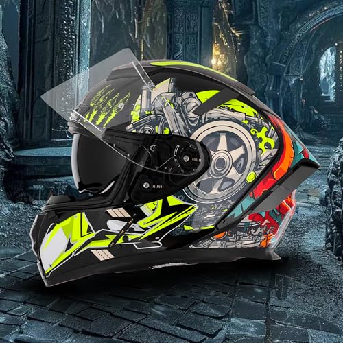 Image of Steelbird SBH-32 Trickster Bluetooth ISI and Dot Certified Full Face Helmet for Men and Women with Inner Smoke Sun Shield
