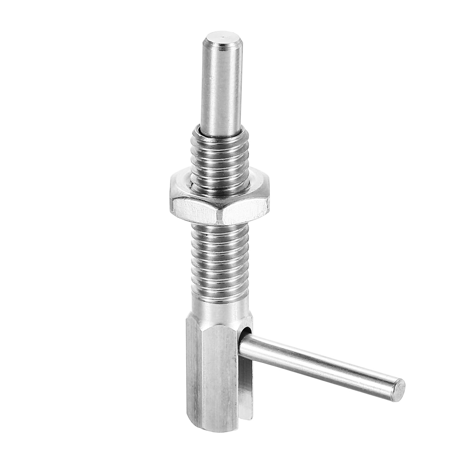 uxcell Retractable Indexing Plunger Pin, M6 L Spring Plunger Stainless Steel Spring Loaded Latch Telescopic Locking Pin with Nut for Machinery