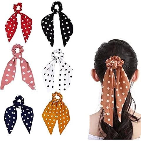 6 Pieces Chiffon Floral Bow Hair Ties Cover