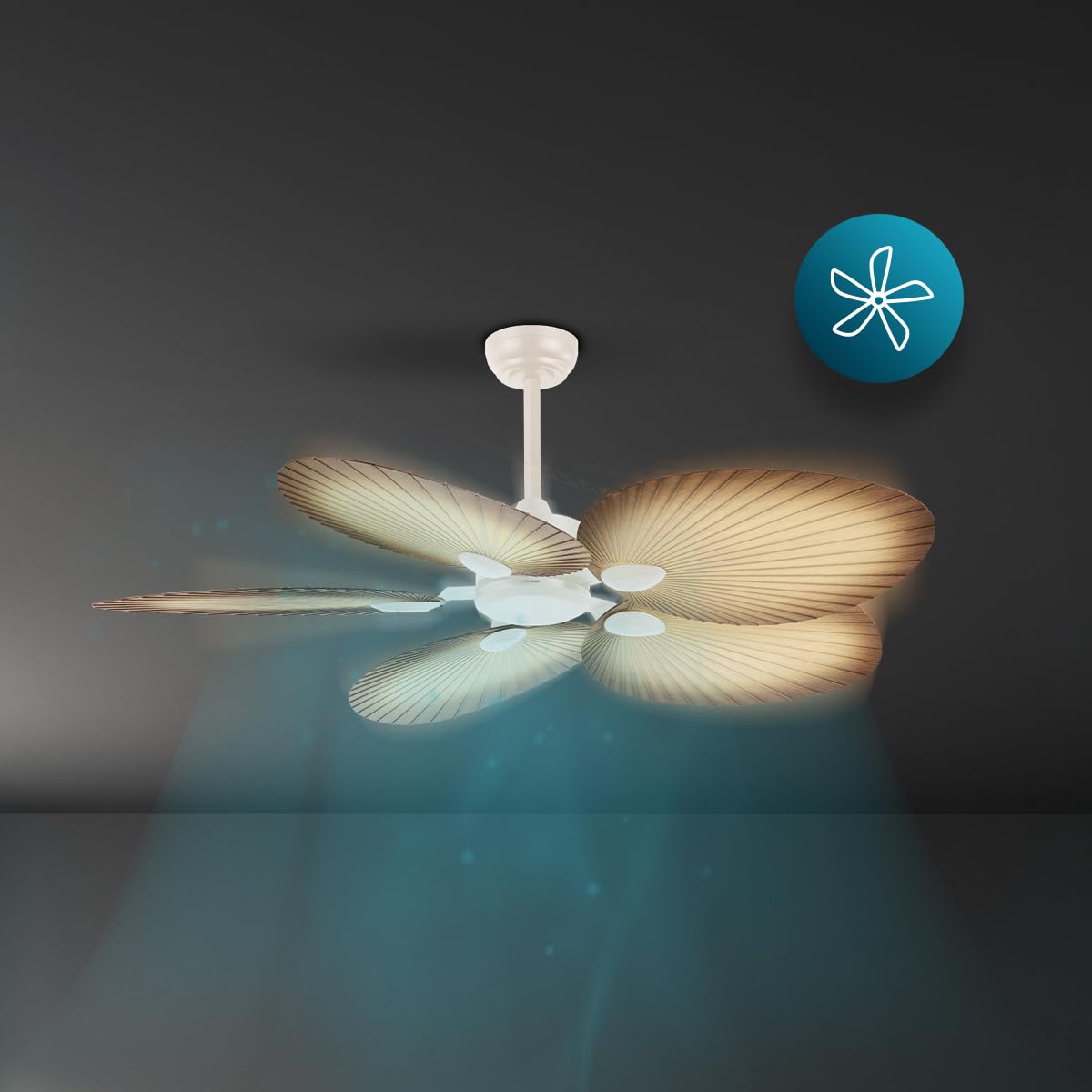 Cecotec - Ventilatori da Soffitto EnergySilence Aero 5200 Palm - 36 W, Diametro 132 cm, Telecomando, Timer Fino a 8 Ore, 6 Velocità, 5 Pale, Estate/Inverno, Design Regolabile