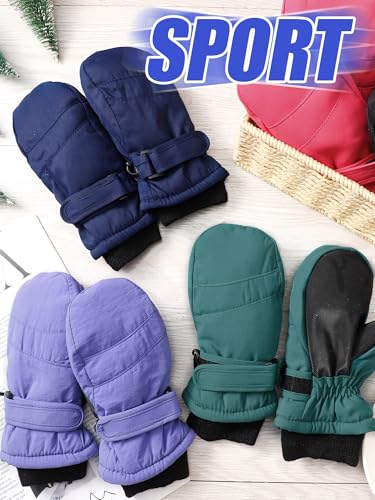 Image of Newcotte 6 Pairs Winter Ski Mittens Kids Waterproof Warm Snow Gloves for Boys Girls Cold Weather Outdoor Activities