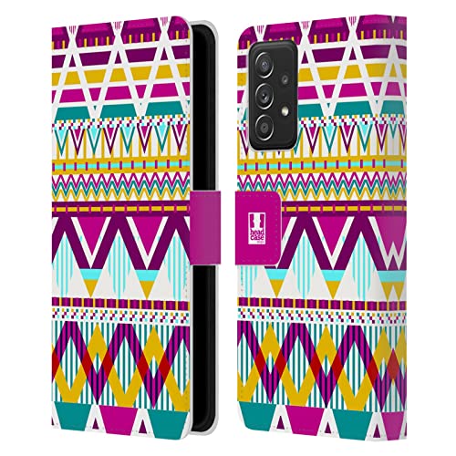 Étui portefeuille en cuir Galaxy A52 au motif tribal coloré Head Case