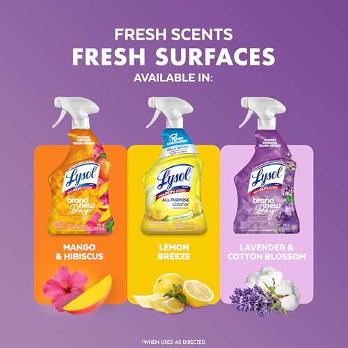 Image of Lysol All Purpose Cleaner Spray, Multi-Purpose Disinfecting Spray, Kitchen & Bathroom Cleaner, Lavender & Cotton Blossom Scent, 32 Fl Oz