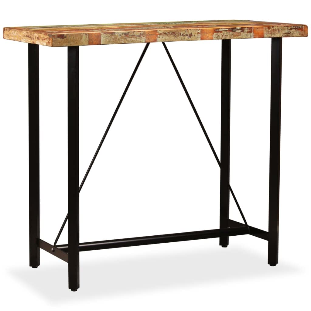 Bartisch Altholz Massiv 120x60x107 cm Industriestil recyceltes Holz Tisch Esstisch Küchentisch robust langlebig Stahlgestell Design Möbel Einrichtung Wohnaccessoire