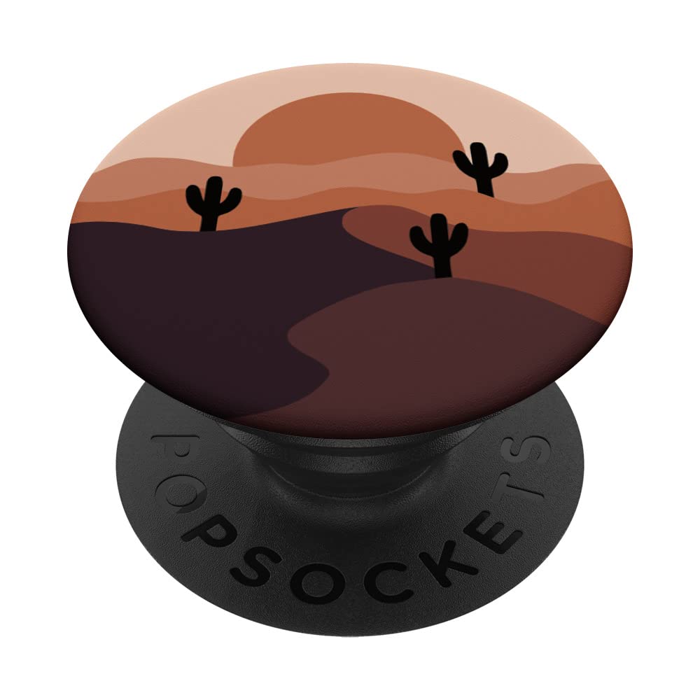 Cactus Desert Landscape Sand Dune Mountains Beige Terracotta PopSockets Swappable PopGrip