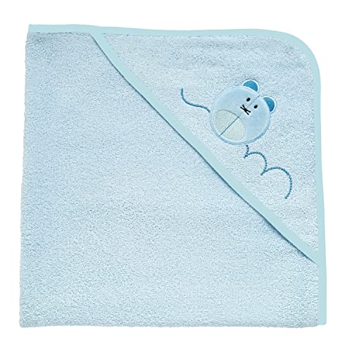 Chicco Serviette avec Capuche, en Tissu éponge Doux, avec Broderie Tendre Mickey Mouse, matériaux de qualité, 100% Pur Coton, 0 Mois, Bleu Clair